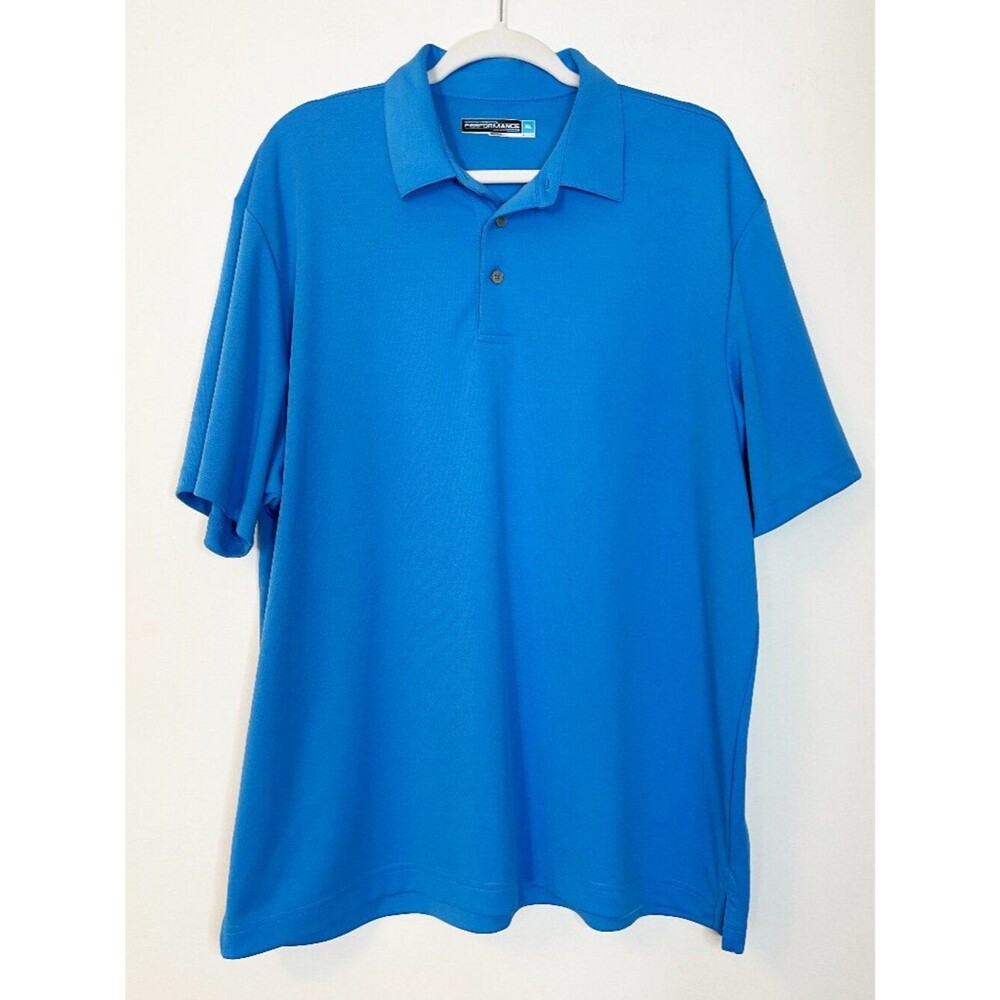 Roundtree & Yorke Performance Polo Shirt Men's XL Blue Moisture Wicking Golf